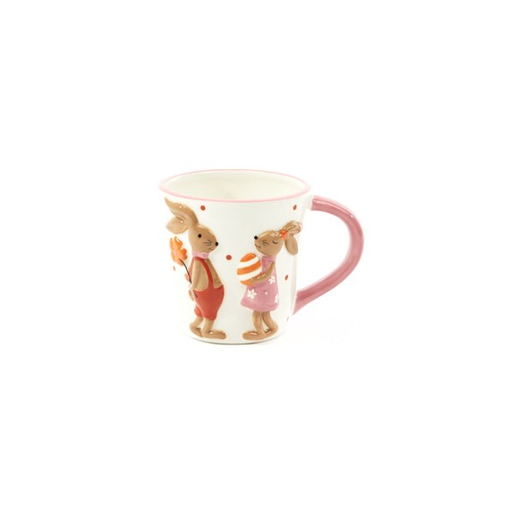 Mug XL 'Lapins amoureux' - Rose & Orange - Ø11,5cm