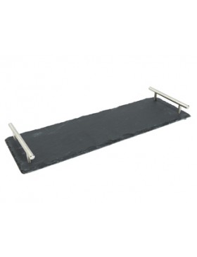 Planche de service ardoise 45*15cm avec anses métalliques