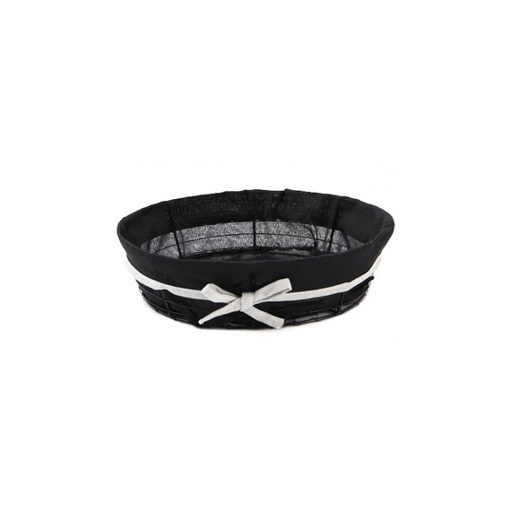 Panier métal rond Ø30*9cm - Noir avec tissu