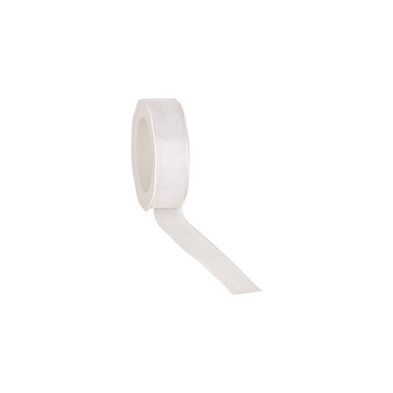 Ruban Organza glitter - 25mm*15m - Blanc