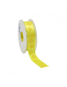 Ruban cadeau Satin 'Lovely Flowers' - 22mm*25m - Jaune