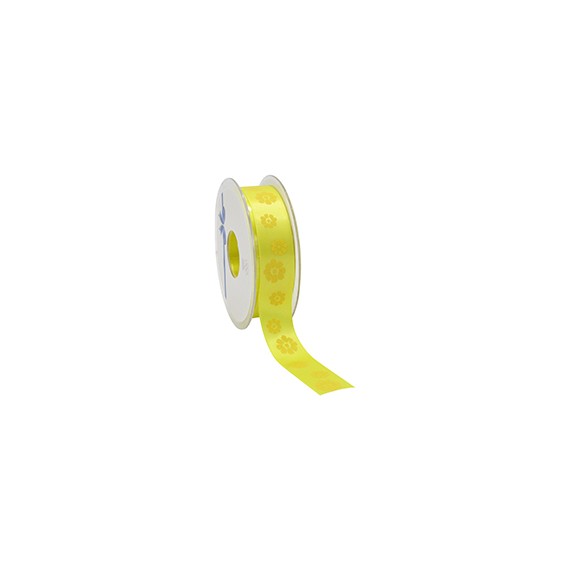 Ruban cadeau Satin 'Lovely Flowers' - 22mm*25m - Jaune