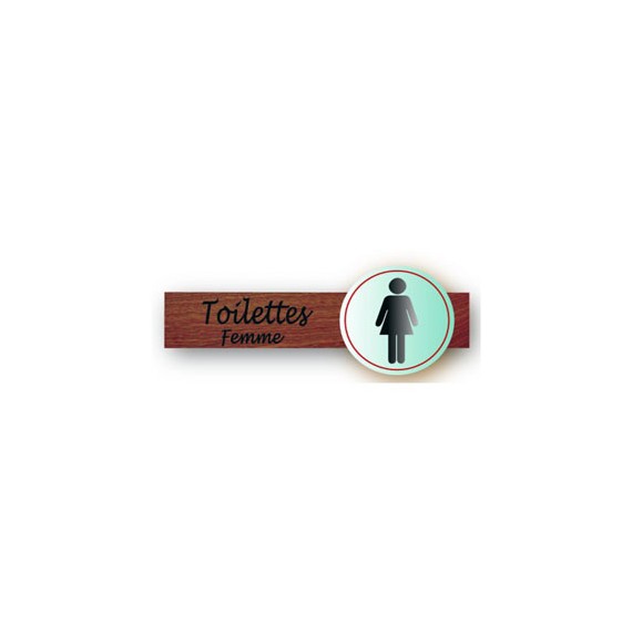 PLAQUE PVC & BOIS "TOILETTES F" + ADHÉSIF 22*8.5cm