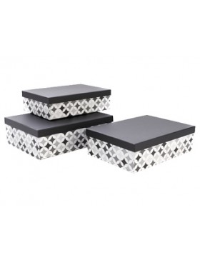 Boite rect. Carton - 34*24,5*10cm - 'Livo' Noir & Gris + couvercle
