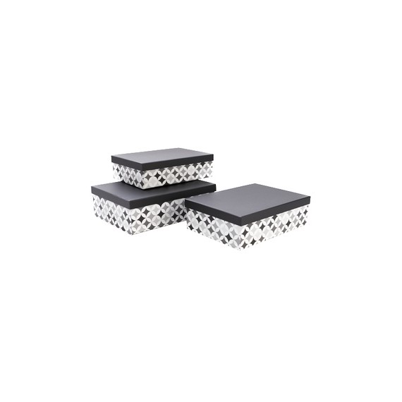 Boite rect. Carton - 34*24,5*10cm - 'Livo' Noir & Gris + couvercle