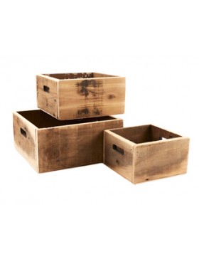 Caisse carrée Bois naturel - 22,5*13cm  + Poignées