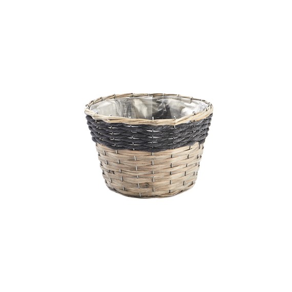 Panier osier rond avec cordelette - Ø27*18cm - Gris