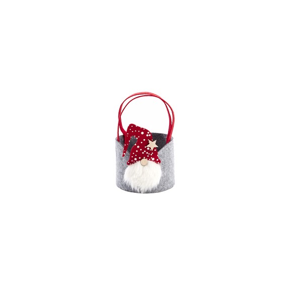 Panier feutre rond gnome - Ø16*12,5cm - Gris