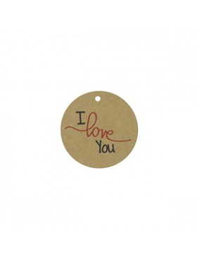 Disque Papier Kraft 'I Love You' Ø5cm