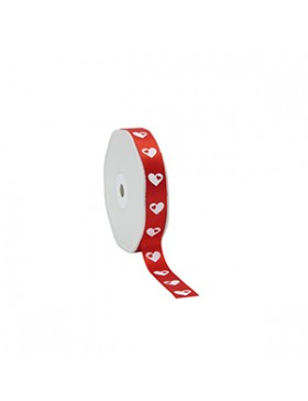 Ruban cadeau Satin - Love hearts - 15mm*25m - Rouge