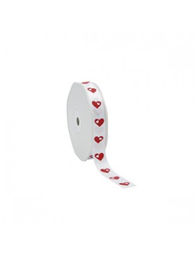 Ruban cadeau Satin - Love hearts - 15mm*25m - Blanc