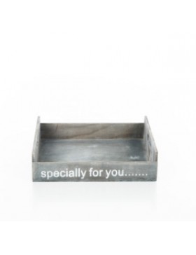 PLATEAU BOIS GRIS 25*20*7cm 'Specially for you'