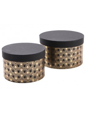 Boite ronde carton - Ø15*10cm - Noir & Or