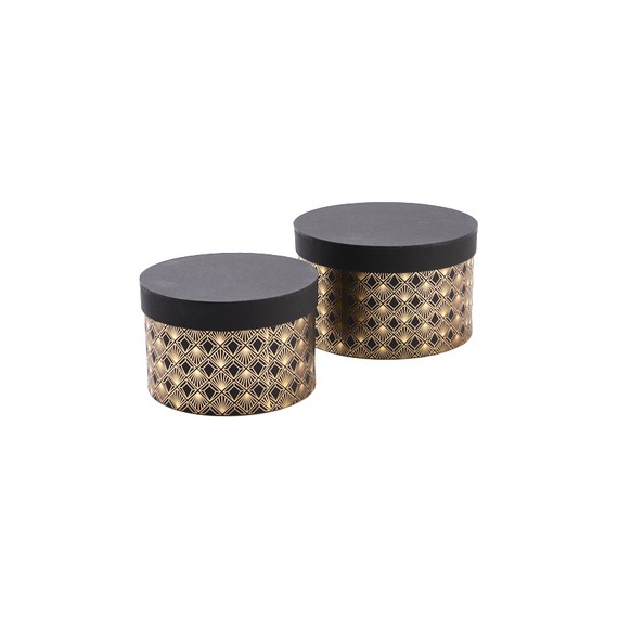 Boite ronde carton - Ø15*10cm - Noir & Or