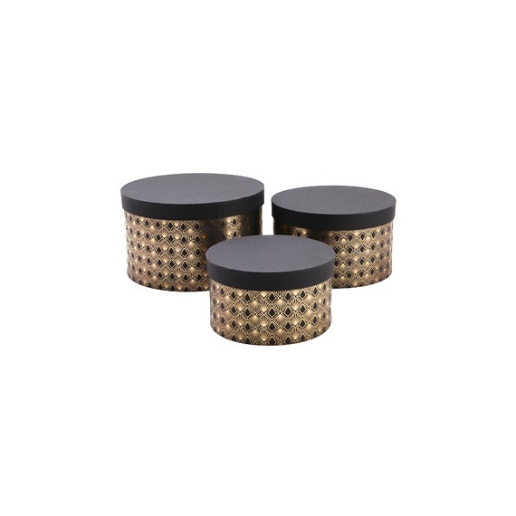 Boite ronde carton - Ø20*12cm - Noir & Or