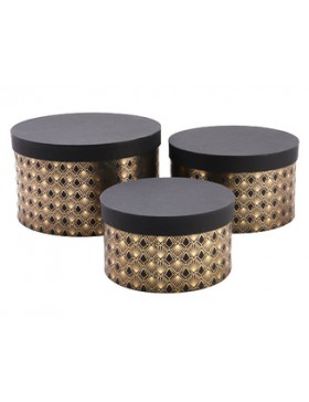 Boite ronde carton - Ø23*14cm - Noir & Or