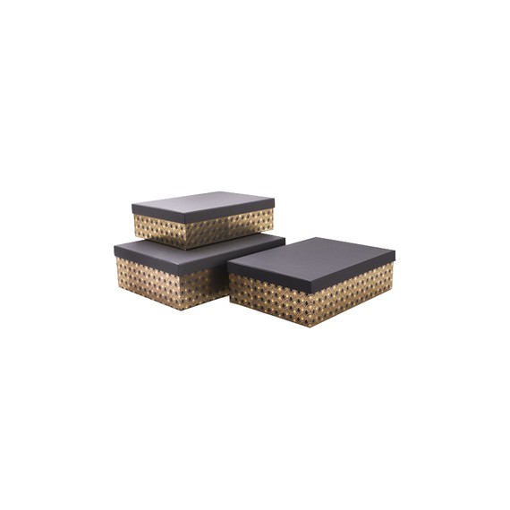 Boite rect. Carton - 32*22,5*9cm - Noir & Or + couvercle