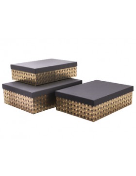 Boite rect. Carton - 36*26,5*11cm - Noir & Or + couvercle