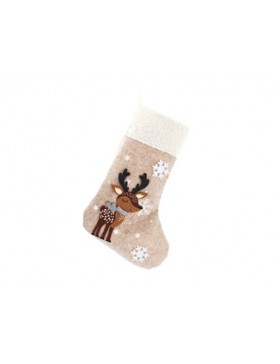 Chaussette de Noël feutre brun 25*39cm