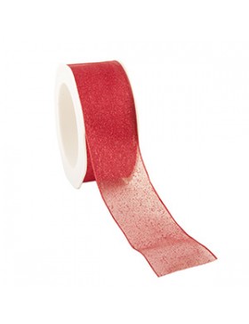 Ruban cadeau Glitter - Rouge Brillant - 38mm*15m