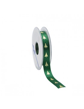 Ruban cadeau Satin - Christmas Tree - Vert - 15mm*25m