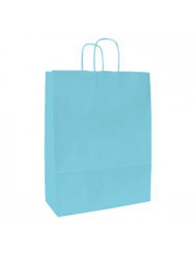 SAC KRAFT ANSE TORSADÉE 18*8*22cm 90g/m² TURQUOISE