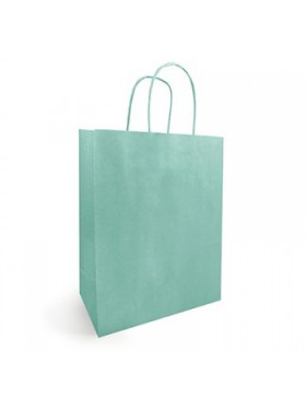 SAC KRAFT ANSE TORSADÉE 23*12*30cm 90g/m² VERT EAU