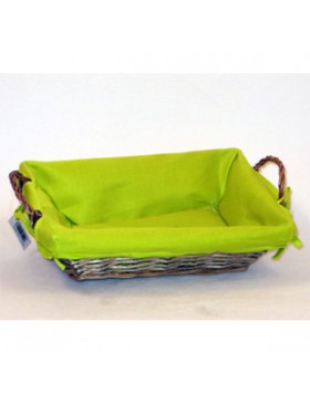 PANIER RECT 37*25*10cm TISSU VERT + OREILLES