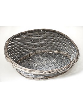 PANIER OVAL BAS/HAUT 43*30*6/16cm OSIER GRIS