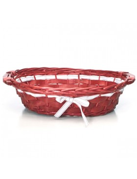 PANIER OVAL 45*35*12cm BELGIO ROUGE + NOEUD + OREILLES