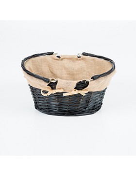 PANIER OVAL OSIER 39*31*15cm NOIR POIGNÉES PIVOT & JUTE