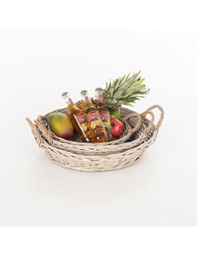 PANIER OSIER ROND Ø30cm*5cm GRIS CLAIR + OREILLES