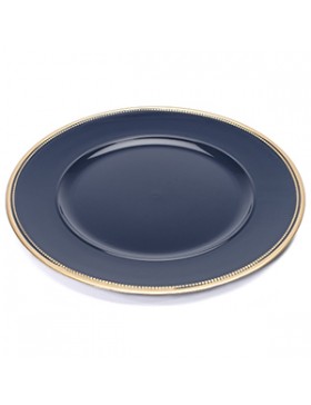 ASSIETTE MÉLAMINÉ ROND Ø33cm BLEU et OR