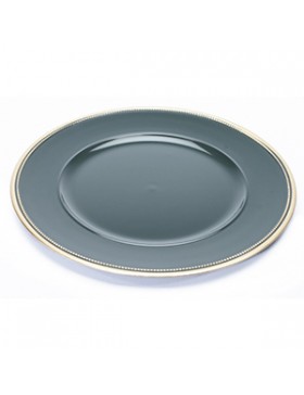 ASSIETTE MÉLAMINÉ ROND Ø33cm VERT et OR