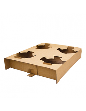 Support pour 4 Gobelets - 21,5*17*3,5cm - Kraft Brun