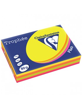 PAPIER A4 CLAIREFONTAINE TROPHÉE 80g/m² ASS FLUO