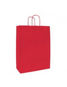 SAC KRAFT ANSE TORSADÉE 23*12*30cm 90g/m² ROUGE