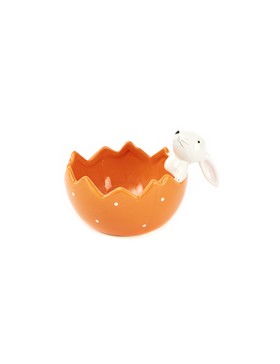 Bol Œuf & Lapin Orange à pois - Ø12*10cm