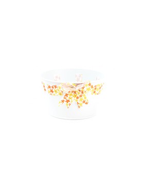 Pot Zinc Blanc avec nœud Orange/Jaune - Ø15*9cm