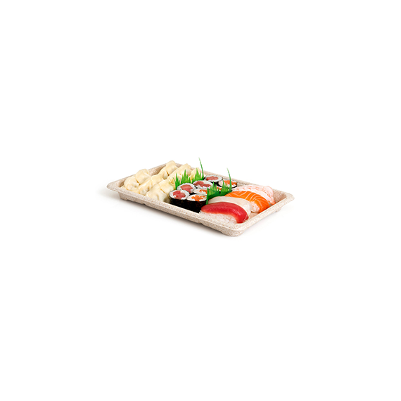 Plateau sushi 'Bionic' - 23,5*15,5*2cm - Naturel bagasse