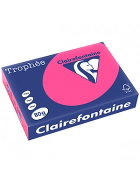 PAPIER A4 CLAIREFONTAINE TROPHÉE 80g/m² ROSE FLUO.