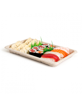 Plateau sushi 'Bionic' - 23,5*15,5*2cm - Naturel bagasse