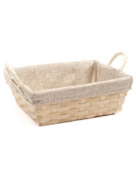 PANIER RECT LAME BAMBOU 24*19*8cm + TISSU JUTE