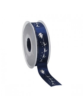 Ruban cadeau Satin 'Santa sur traineau' - 23mm*25m - Bleu nuit