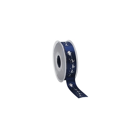 Ruban cadeau Satin 'Santa sur traineau' - 23mm*25m - Bleu nuit