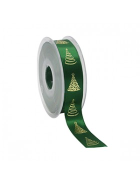 Ruban cadeau Satin 'Sapin de Noël' - 23mm*25m - Vert foncé