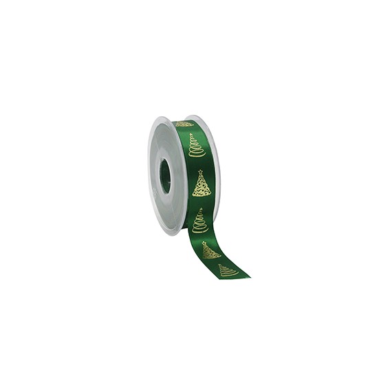 Ruban cadeau Satin 'Sapin de Noël' - 23mm*25m - Vert foncé