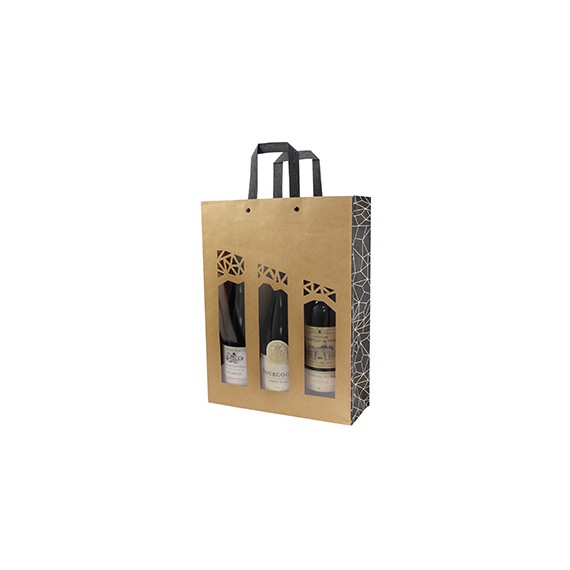 SAC CARTON KRAFT ANSES NOIRES 270*95*385mm + VITRINE