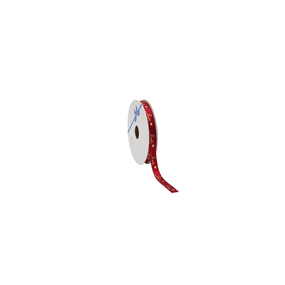 Ruban cadeau 'Love' - 10mm*25m - Rouge