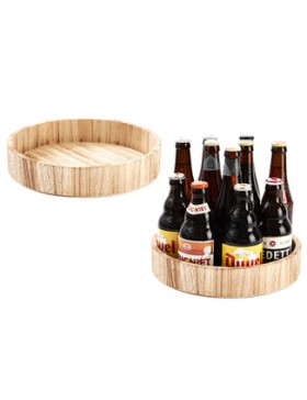 Plateau bois rond Ø27*5cm - Aspect brûlé
